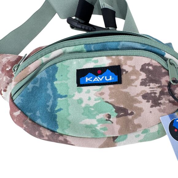 Kavu Spectator‎ Hip Fanny Bag Green Rio Tie Dye Canvas Belted Zipper 9204-1889 - Picture 3 of 9